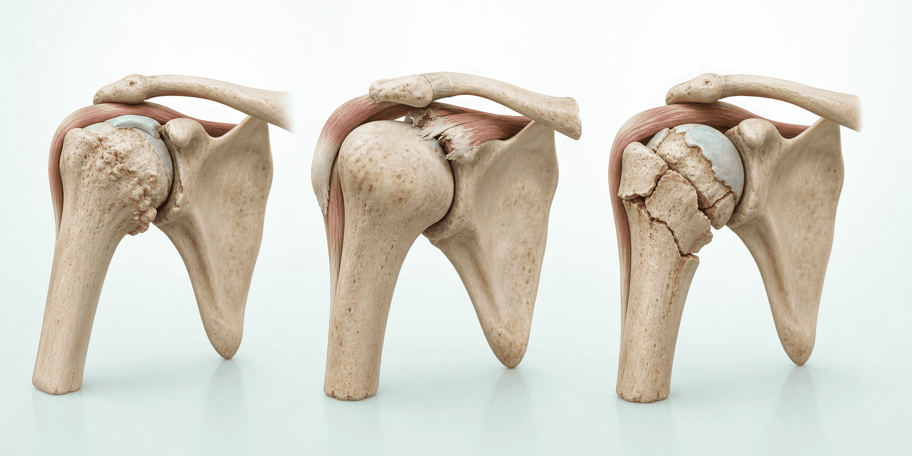 해부학적 어깨 전치환술과 역행성 어깨 전치환술의 삽입물 구조를 비교한 AI 기반 3D 의료 일러스트